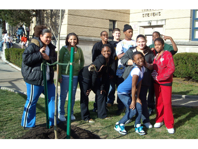 Student Planting at Thaddeus Stevens